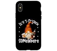 Custodia per iPhone X/XS Funny Whiskey Dad Gnome Men Quote Its 5 O Clock Somewhere