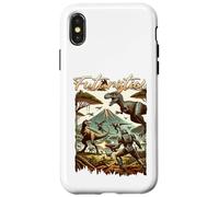 Custodia per iPhone X/XS Futuristic Dinosaur Battle Sci Fi Action Art Warrior