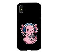 Custodia per iPhone X/XS Gamer Axolotl Kawaii Gaming Headset Controller Gioco Divertente