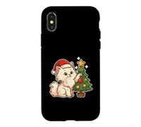 Custodia per iPhone X/XS Gatto Bianco Decora Albero