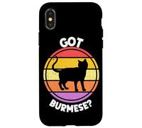 Custodia per iPhone X/XS Gatto birmano retrò tramonto vintage anni '80 design estetico