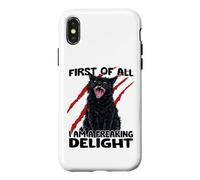 Custodia per iPhone X/XS Gatto goblin gatto nero sarcasmo zoomies gatto caos