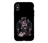 Custodia per iPhone X/XS Gatto gotico pastello gotico ragazza scheletro emo emo Y2K Style Angel Decay