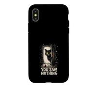 Custodia per iPhone X/XS Gatto nero che tiene coltello You Saw Nothing Halloween