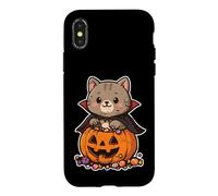 Custodia per iPhone X/XS Gatto vampiro in zucca con caramelle