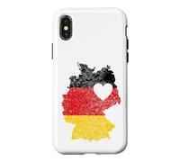 Custodia per iPhone X/XS Germania, mappa, con, cuore, bandiera
