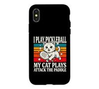 Custodia per iPhone X/XS Gioco a Pickleball Il mio gatto gioca ad attaccare la pagaia