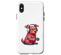 Custodia per iPhone X/XS Gioco colorato del cane con il giocatore del controller delle cuffie