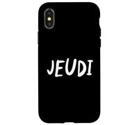 Custodia per iPhone X/XS Giovedì Giorno della Settimana Semplice Lettering Tee in Francese-Jeudi