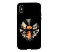 Custodia per iPhone X/XS Giradischi Vinile Montagne Escursionisti DJ Retro