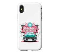 Custodia per iPhone X/XS Gli anni Cinquanta 1950 Musica per auto Scacchiera
