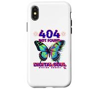 Custodia per iPhone X/XS Glitch Butterfly Cyberpunk Y2K Estetica Digitale Natura Arte