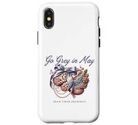 Custodia per iPhone X/XS Go Grey in May Cervello Tumor Awareness Fiocco Floreale