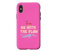 Custodia per iPhone X/XS Go With the Flow Pink Flamingo Summer Vibes Beach Vacation