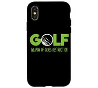 Custodia per iPhone X/XS Golf divertente erba distruzione con pallina da golf grafica