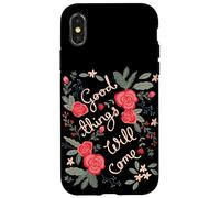 Custodia per iPhone X/XS Good Things Will venire Floreale Folklore Motivazione Dicendo Arte