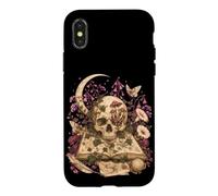 Custodia per iPhone X/XS Gothic Botanical Skull Moon Grimoire Dark Academia Book Love