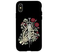 Custodia per iPhone X/XS Gothic Floral Skeleton Hand Syringe Funny Nurse