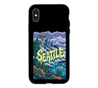 Custodia per iPhone X/XS Grafica artistica retrò grunge di Seattle Washington City