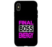 Custodia per iPhone X/XS Grafica rosa Final-Boss-Energy Pink