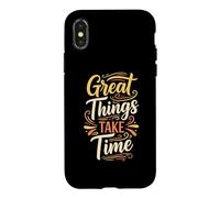 Custodia per iPhone X/XS Great things take time. Inspirational Motivation Typography
