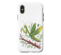 Custodia per iPhone X/XS Green Praying Mantis Branch Bug Nature Lover