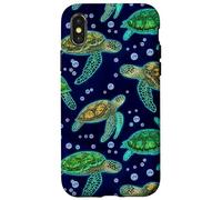 Custodia per iPhone X/XS Green Sea Turtle Marine Life Ocean Decorative Pattern