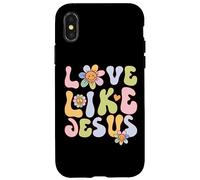 Custodia per iPhone X/XS Groovy Love Like Jesus Religious God Christian Graphic