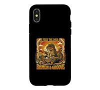 Custodia per iPhone X/XS Groovy T Rex nutrire l'anima ramen e scanalatura