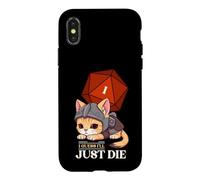 Custodia per iPhone X/XS Guess I'll Die | D20 Cat Fail RPG Gioco di ruolo Kitty