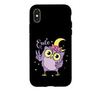 Custodia per iPhone X/XS Gufo Tipo di sonno Notte Luna attiva Asterisco Donne