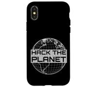Custodia per iPhone X/XS Hack the Planet - Blue Globe Design per Computer Hacker