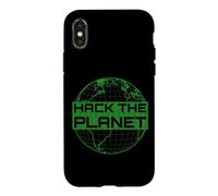 Custodia per iPhone X/XS Hack the Planet T-Shirt - Design verde per computer hacker