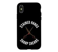 Custodia per iPhone X/XS Hairstylist Stained Hands Sharp Shears Cosmetologist