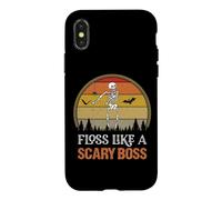 Custodia per iPhone X/XS Halloween Filo interdentale scheletro filo interdentale come un capo spaventoso