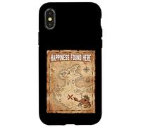Custodia per iPhone X/XS Happiness Found Here Vintage Pirate Map Crab