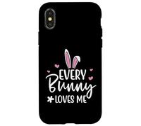 Custodia per iPhone X/XS Happy Easter Every Bunny Sign Every Bunny Loves Me Chicks