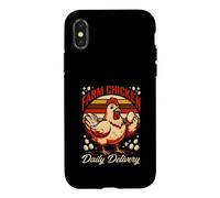 Custodia per iPhone X/XS Happy Farm Pollo Consegna Giornaliera Retro Alba