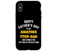 Custodia per iPhone X/XS Happy Father's Day, Thanks for Putting up... Funny Step Dad