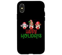 Custodia per iPhone X/XS Happy Holidays - Gnomo di Natale al caffè con pan di zenzero rosso