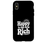 Custodia per iPhone X/XS Happy is the New Rich Inspirational Citazione