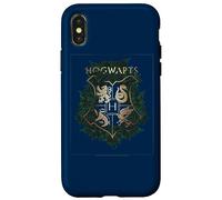 Custodia per iPhone X/XS Harry Potter Hogwarts Green and Gold Floral Crest