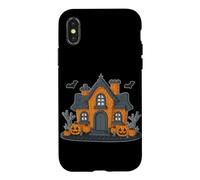 Custodia per iPhone X/XS Haunted House Brick Builder Halloween Brick or Treat per bambini