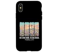 Custodia per iPhone X/XS He Is Risen Christian Wildflower Cross Happy Easter