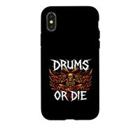 Custodia per iPhone X/XS Heavy Metals Drummer Skeleton Drums Or Die