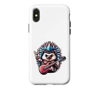 Custodia per iPhone X/XS Hedgehog Rock And Roll - Segnale a mano per chitarra elettrica