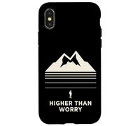Custodia per iPhone X/XS Higher Than Worry montagna silhouette escursionista