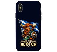 Custodia per iPhone X/XS Highland Cow con la bandiera della Scozia