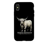 Custodia per iPhone X/XS Highland Fringe Cow Benefits Funny Vintage Incisione