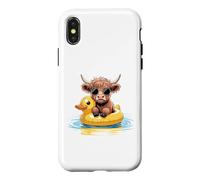 Custodia per iPhone X/XS Highland Mucca Anatra Pool Float Estate Nuoto